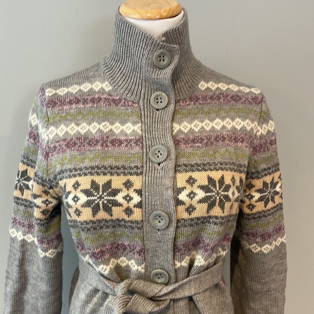 Sundance FairIsle cardigan - grey / snowflake sweater- size medium - Picture 2 of 5